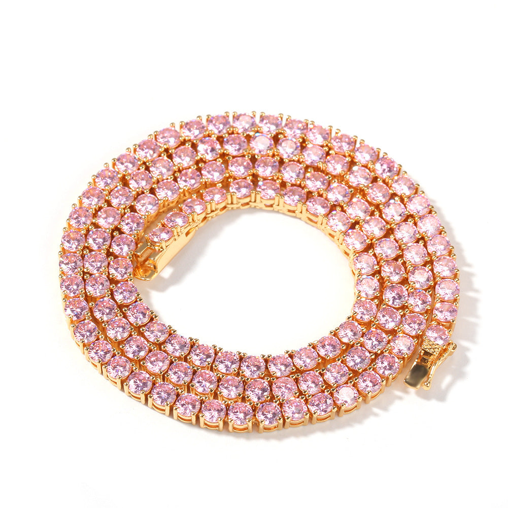 Pink Citrine CZ Diamond Clubbing Necklace