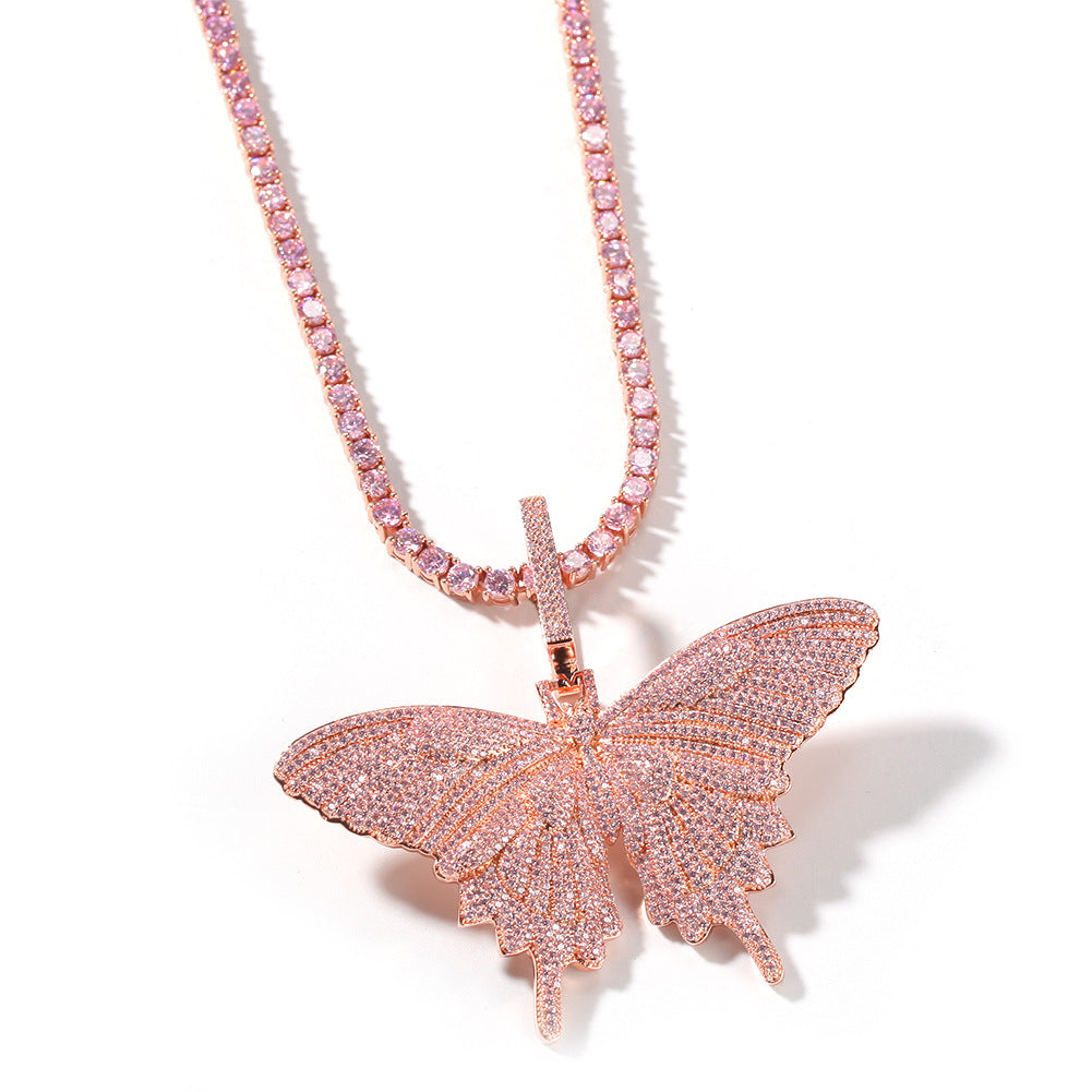 Pink Citrine Butterfly Pendant Necklace