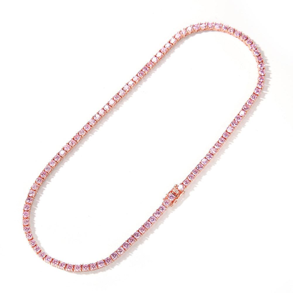 Pink Citrine CZ Diamond Clubbing Necklace