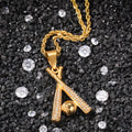 Sparkling Baseball Bat Pendant Necklace 