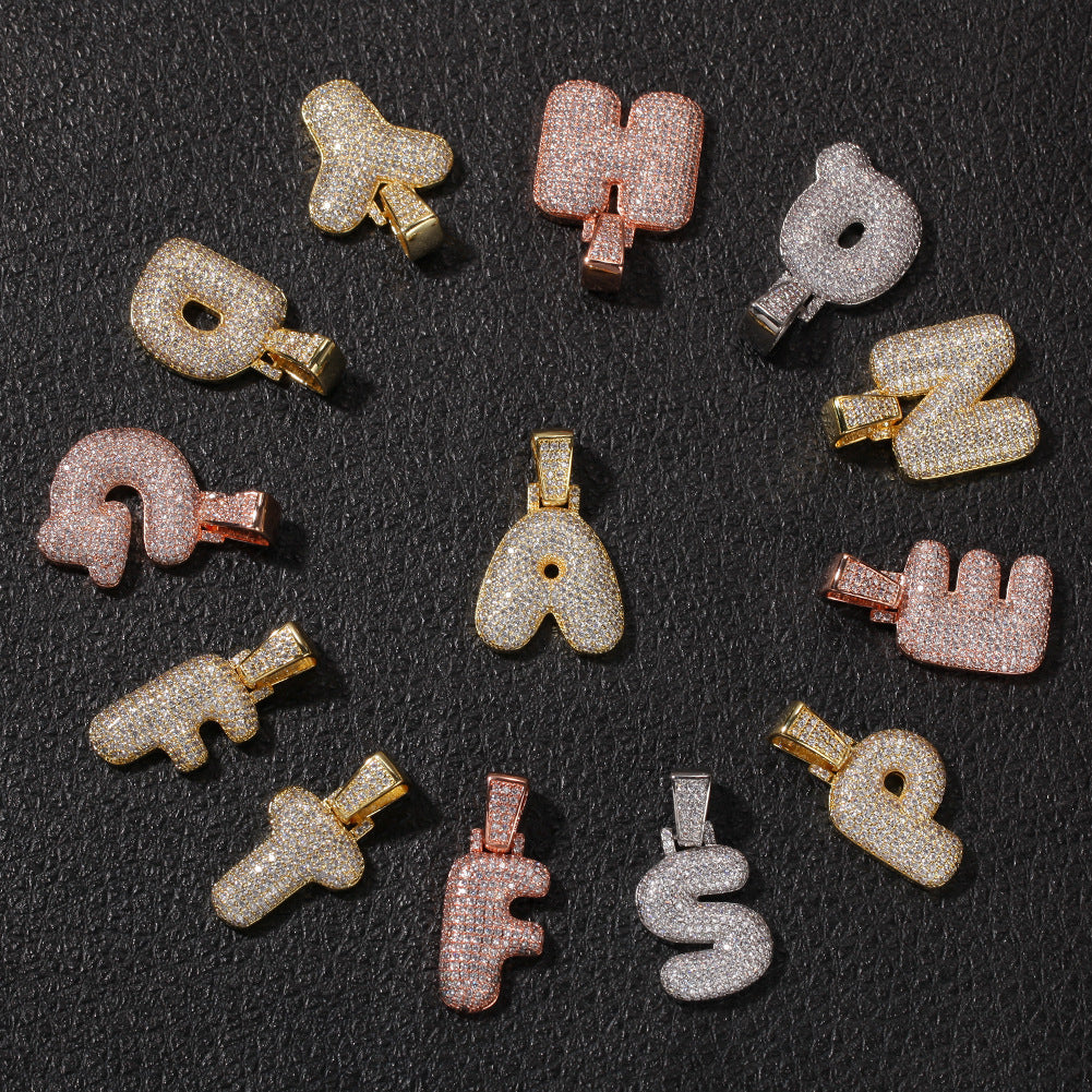 Puffy Alphabet Letter Pendant Necklace