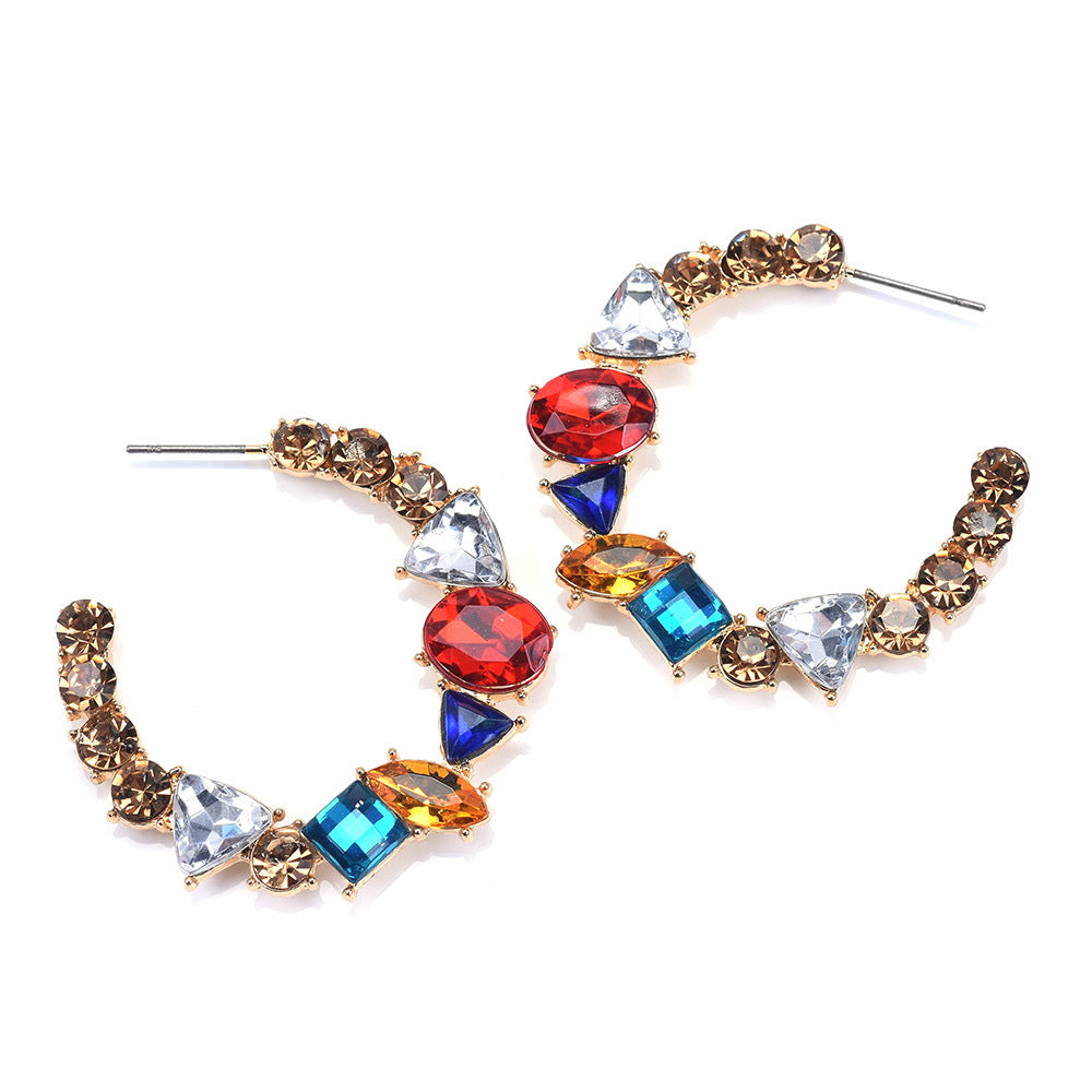 NEW 2020 Exaggerated Irregular Crystal C Earrings