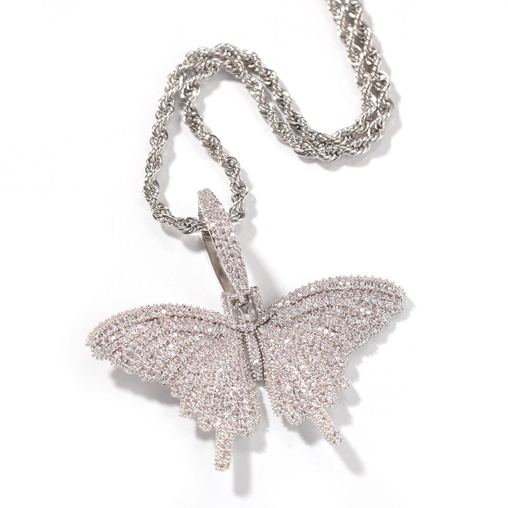 Encrusted Butterfly Pendant Necklace