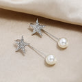 Five-Pointed Star Earrings w/ Pearl Dangles