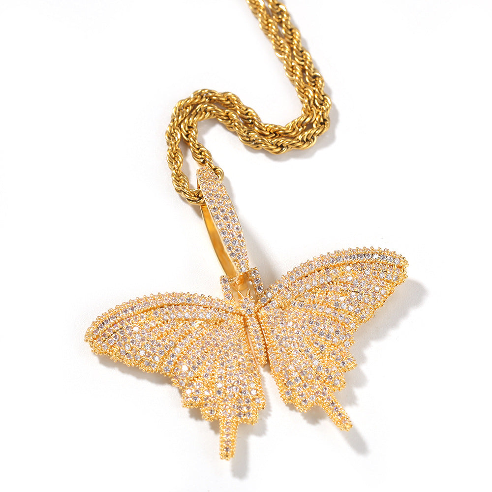 Encrusted Butterfly Pendant Necklace