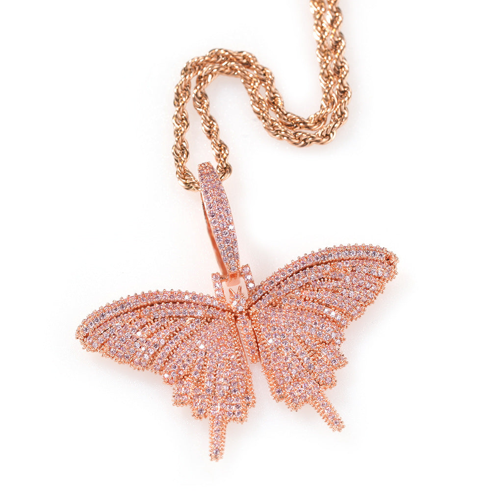 Encrusted Butterfly Pendant Necklace