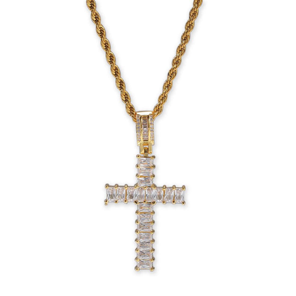 Seamless CZ Diamond Crucifix Necklace