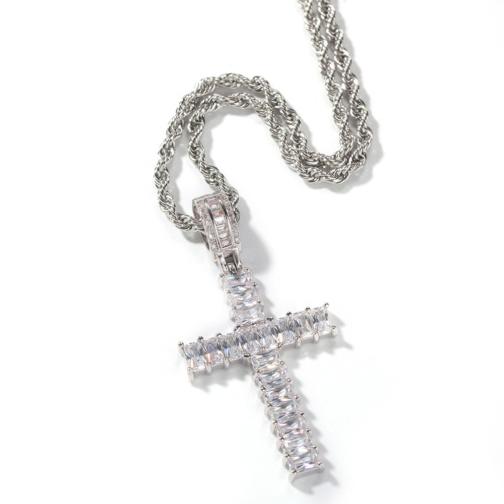 Seamless CZ Diamond Crucifix Necklace