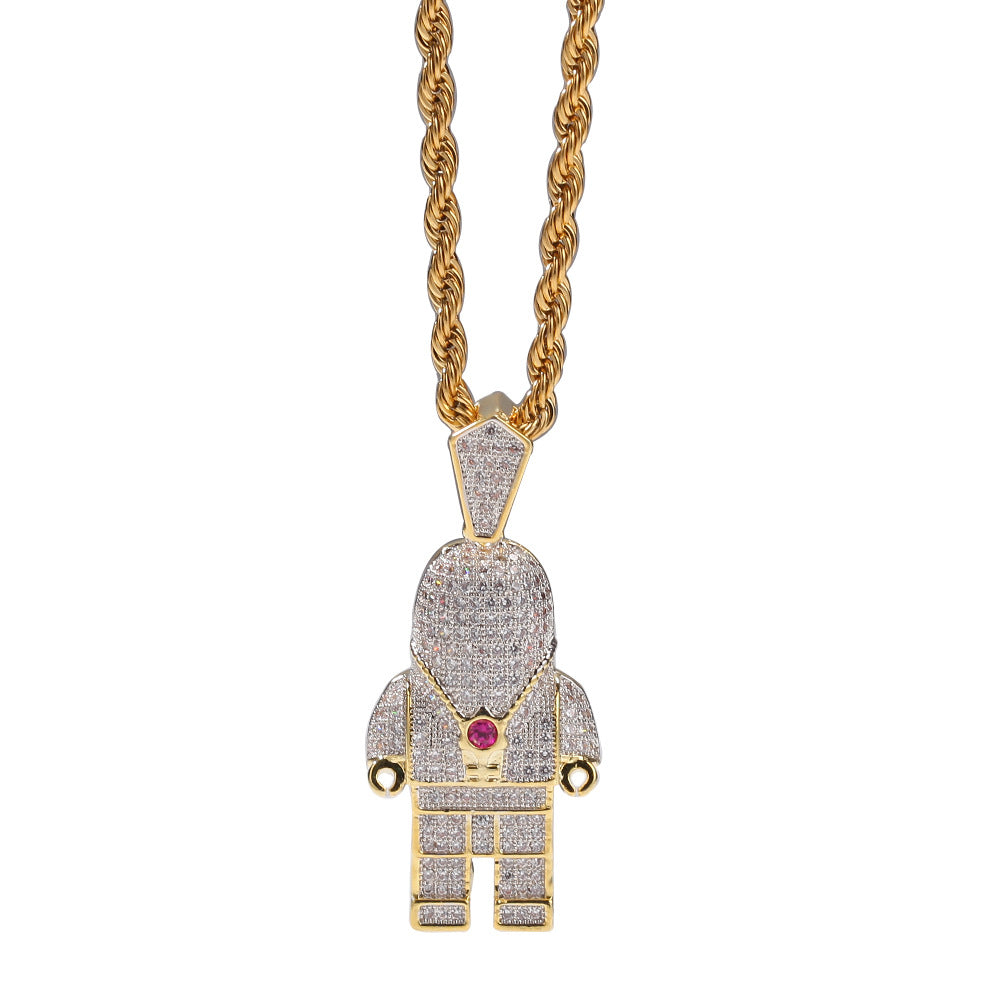 Encrusted Astronaut Pendant Necklace