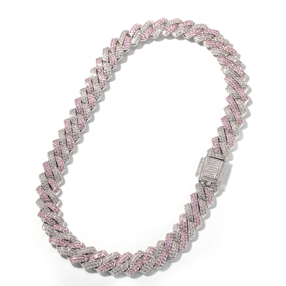 Classic CZ Diamond Pink & White Hip Hop Choker Necklace