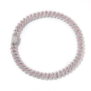 Classic CZ Diamond Pink & White Hip Hop Choker Necklace