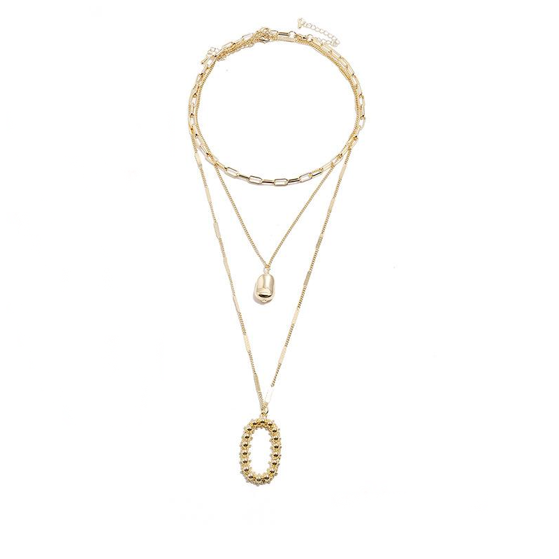 Multi-Layered Gold Pendant Chain Necklace