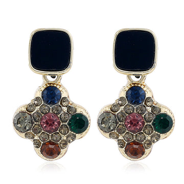 Geometric Moroccan Tiles Rhinestone Earrings