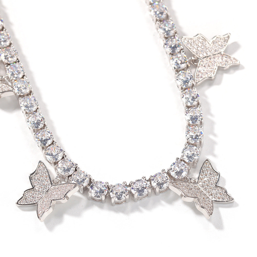 Butterfly Decorated CZ Diamond Necklace