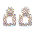 Woman's Full Rhinestone Geometric Earrings