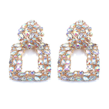 Woman's Full Rhinestone Geometric Earrings