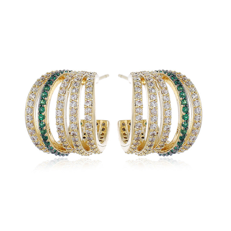 Two-Toned Multi-Band Gold Earrings