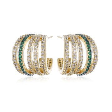 Two-Toned Multi-Band Gold Earrings