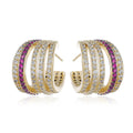 Two-Toned Multi-Band Gold Earrings