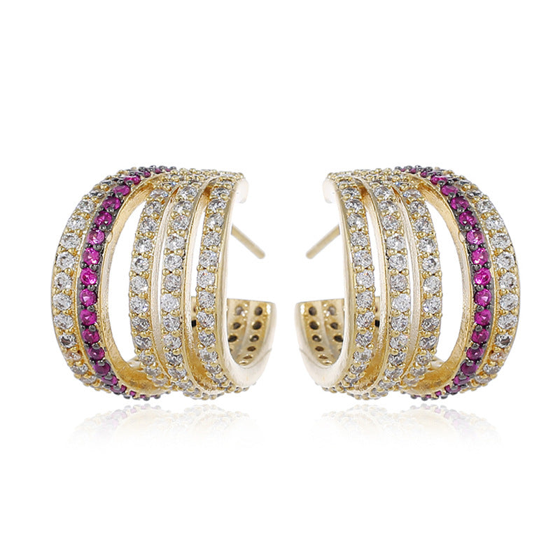 Two-Toned Multi-Band Gold Earrings