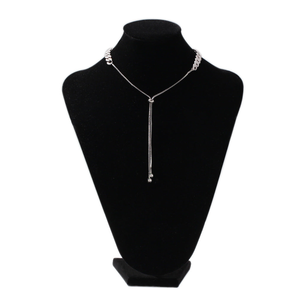 Woman's Embellished Cuban Chain Clubbing Necklace