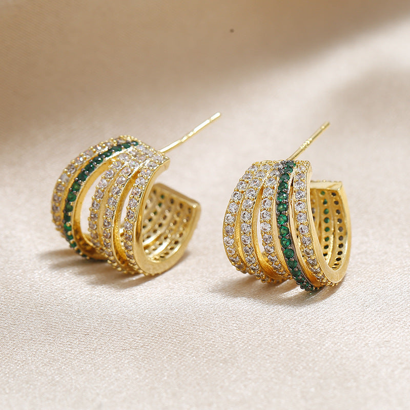 Two-Toned Multi-Band Gold Earrings