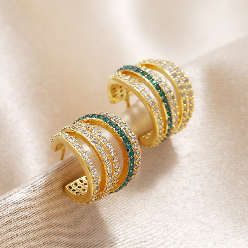 Two-Toned Multi-Band Gold Earrings