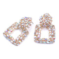 Woman's Full Rhinestone Geometric Earrings