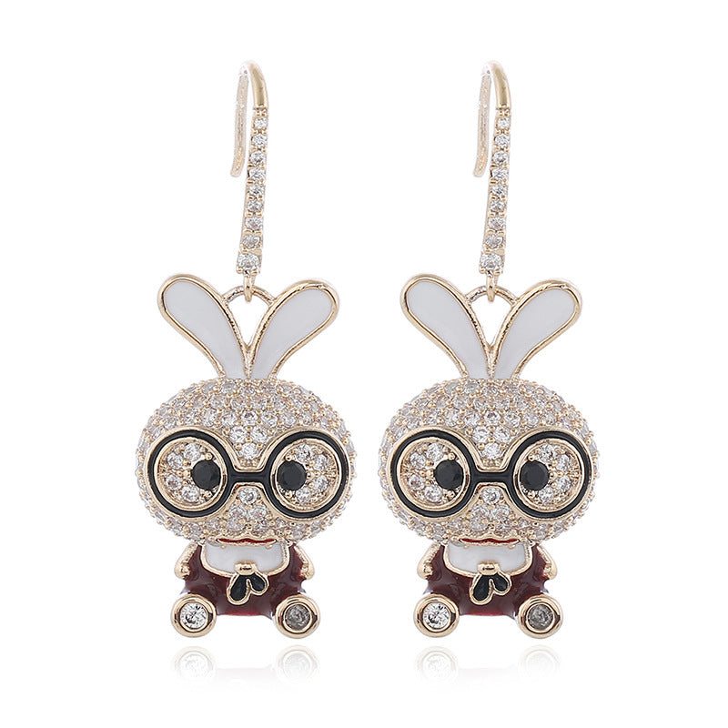 Cute Nerdy Rabbit Dangle Earrings