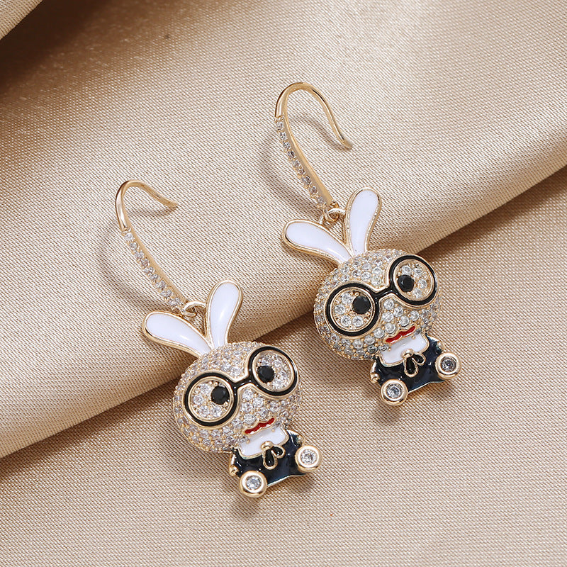 Cute Nerdy Rabbit Dangle Earrings