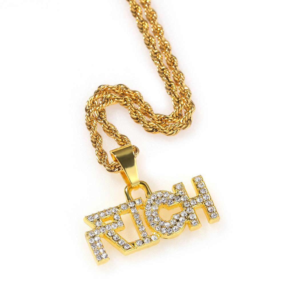 RICH Sparkling Monogram Necklace