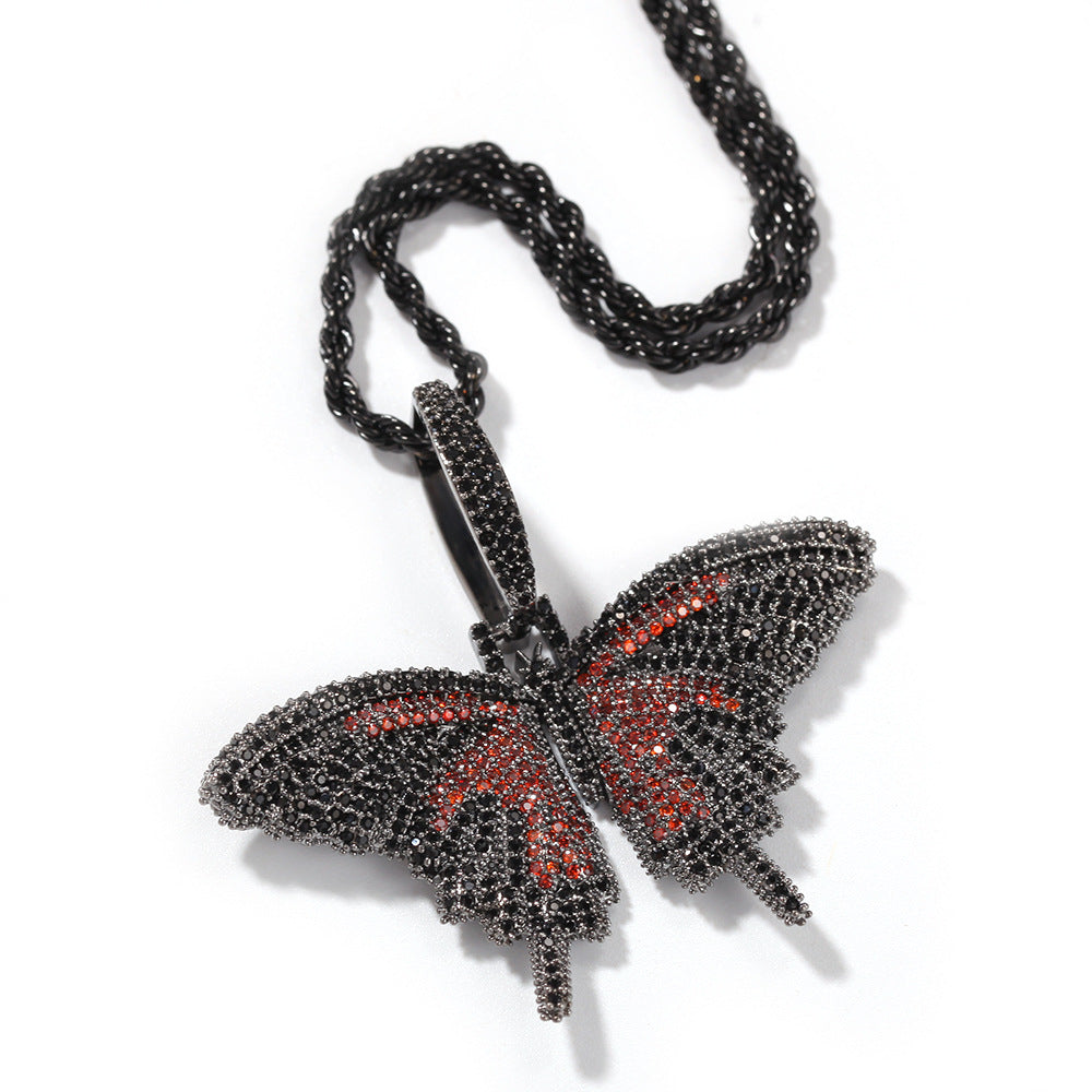 Red & Black Unity Wild Butterfly Pendant Necklace