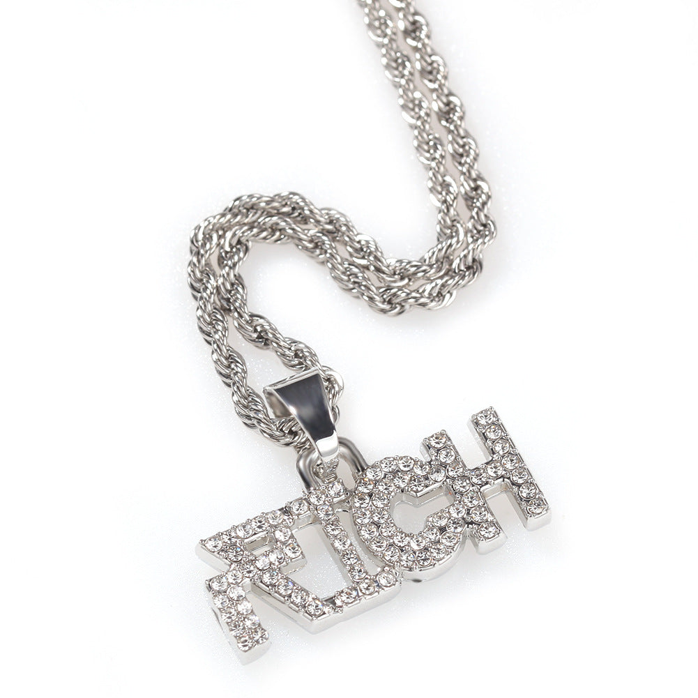 RICH Sparkling Monogram Necklace