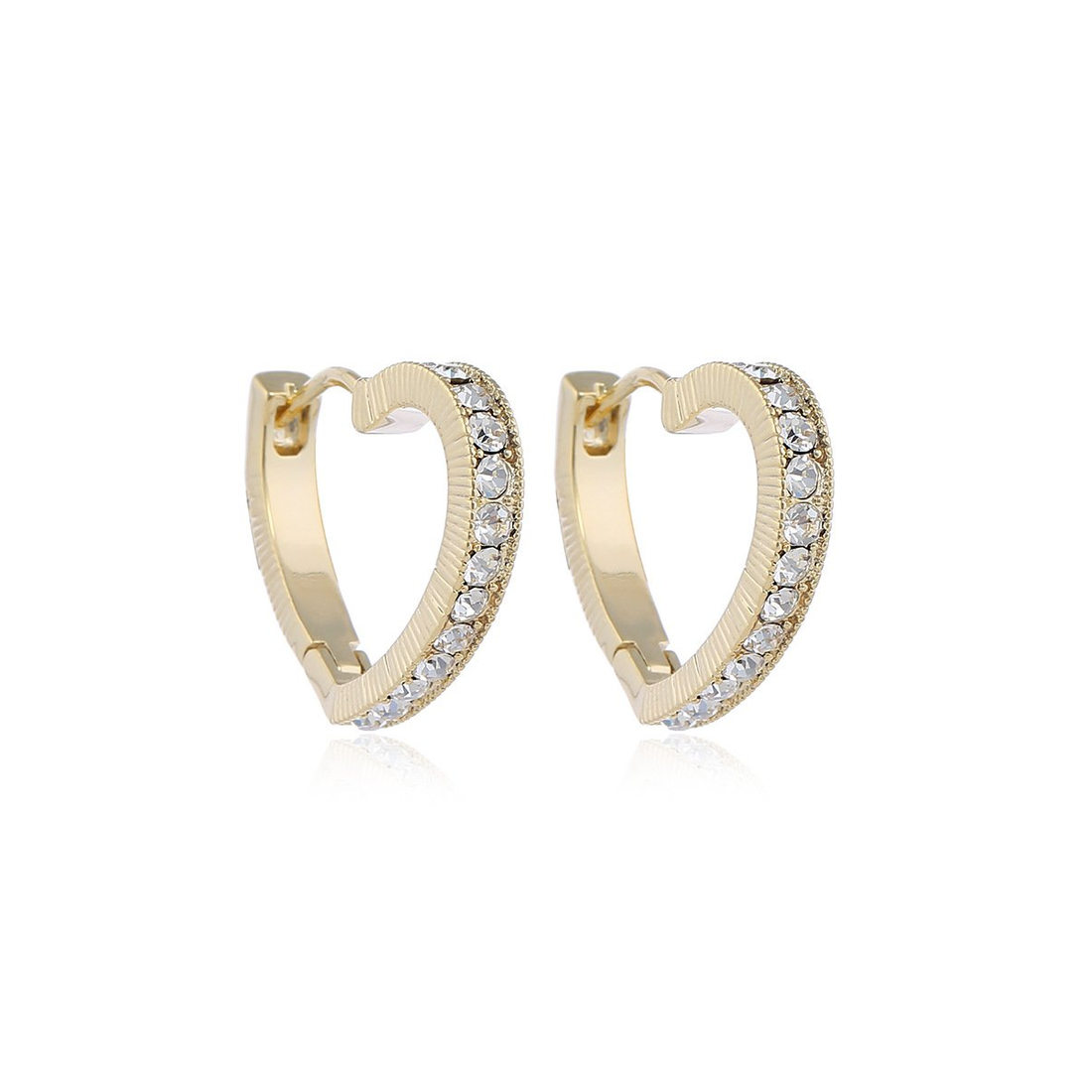 Vertical Love Heart CZ Diamond Lined Earrings