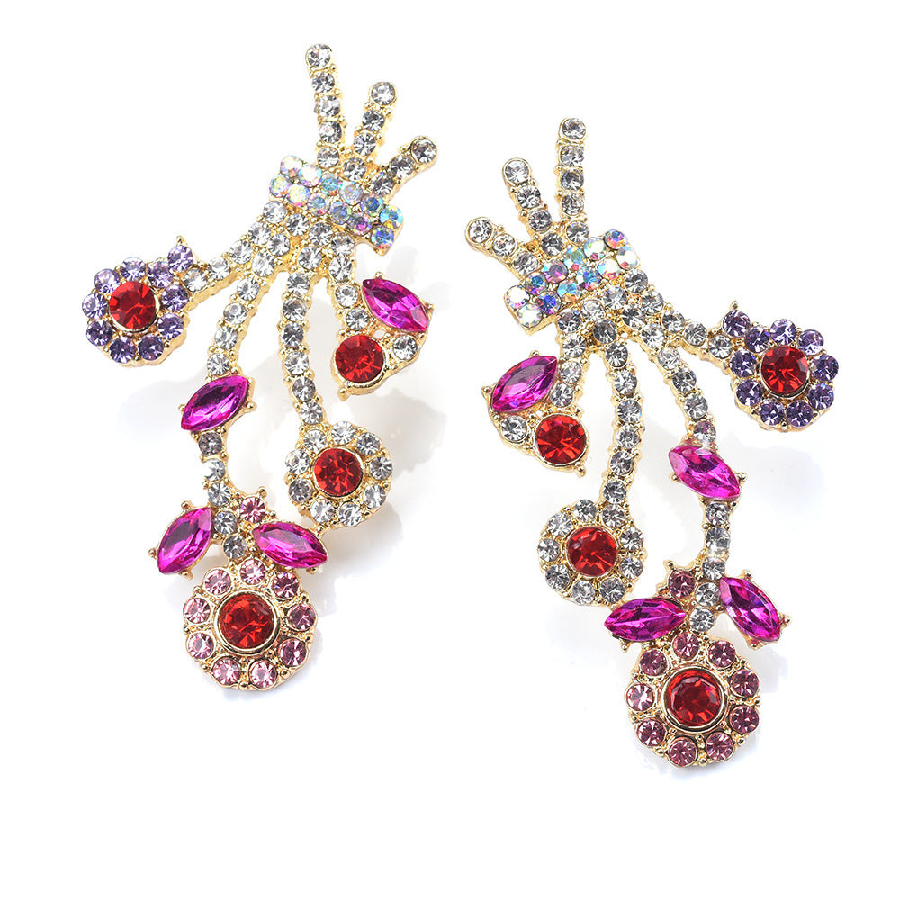 Woman's Crystal Flower Bouquet Earrings