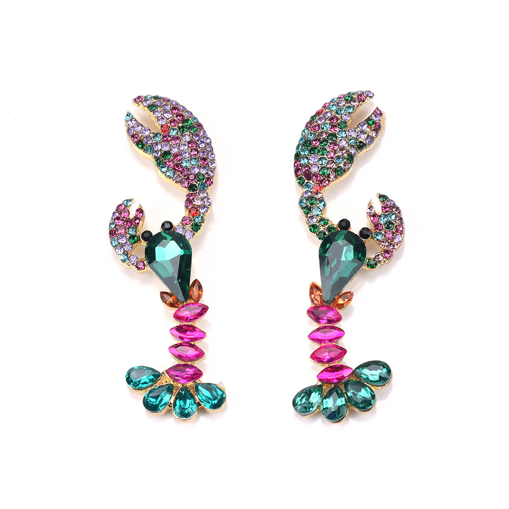 Multi-Coloured Crystal Marine Lobster Earrings