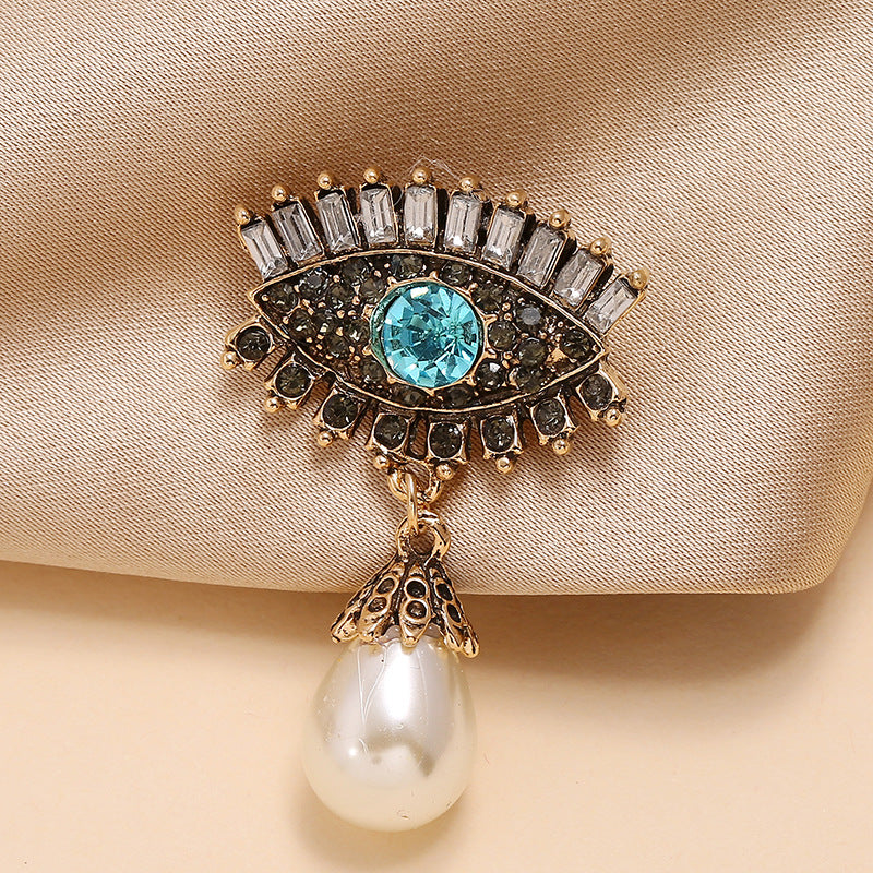 Evil Eye w/ Pearl Teardrop Brooch