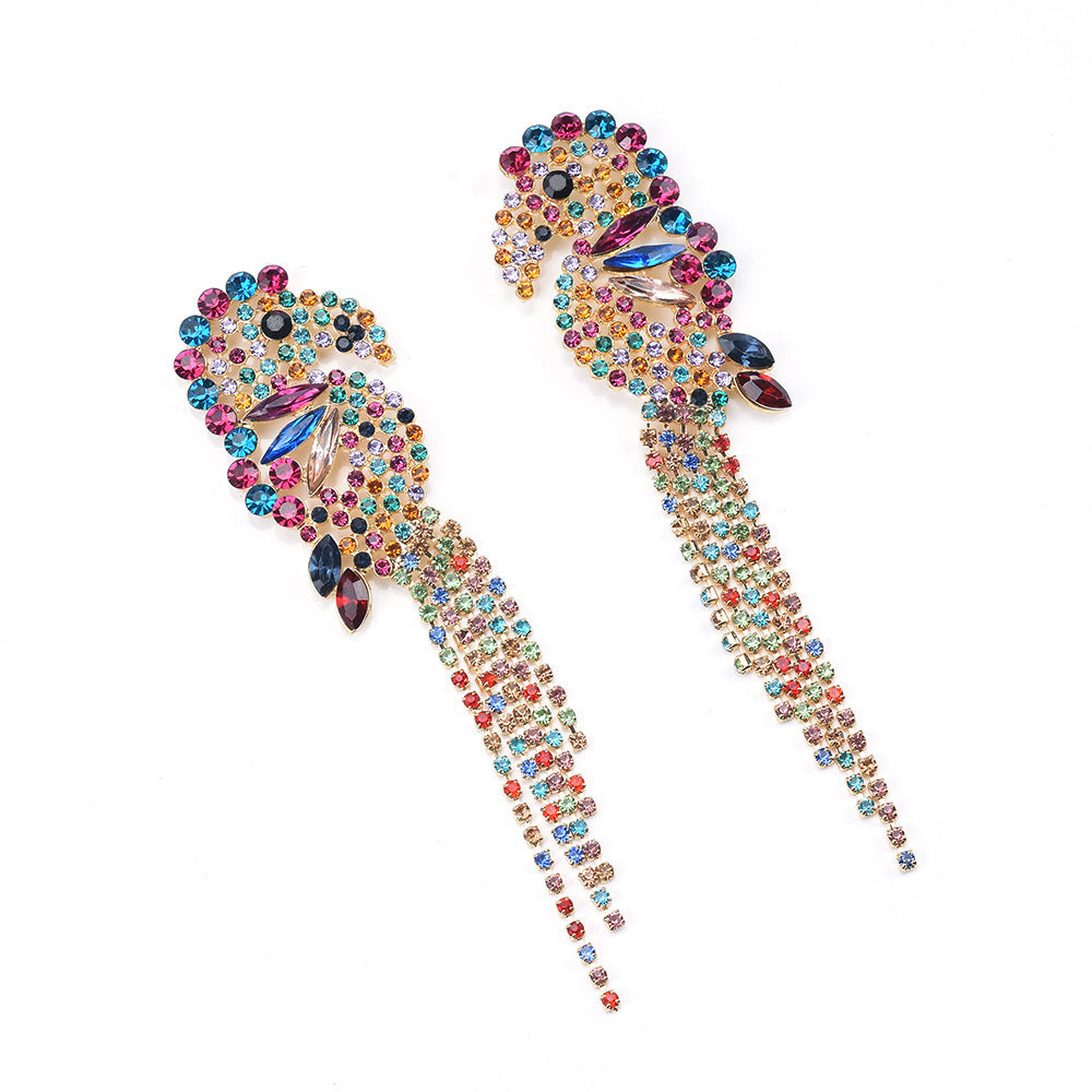 Multi-Color Parrot Bird Tassel Earrings