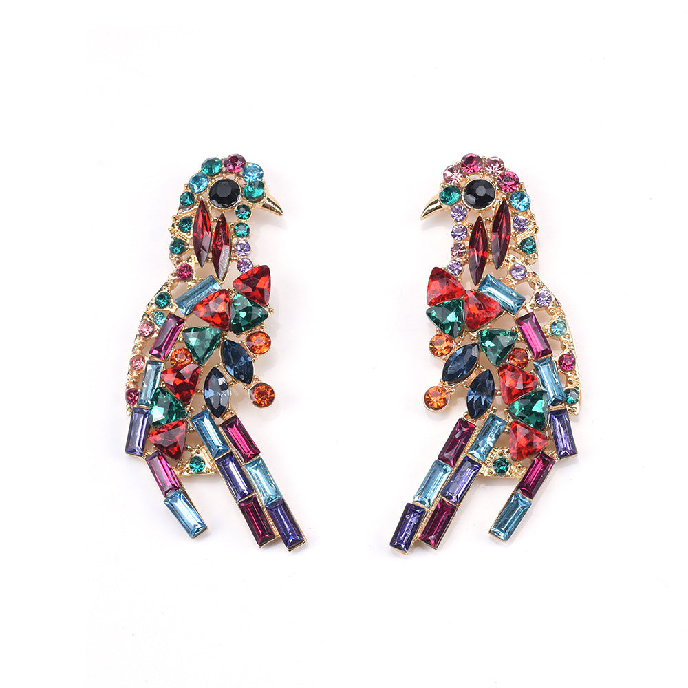 Multi-Coloured Tropical Parrot Earrings