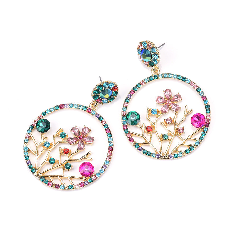 Woman's Modern Hooped Floral Earrings