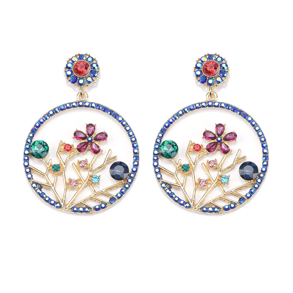 Woman's Modern Hooped Floral Earrings