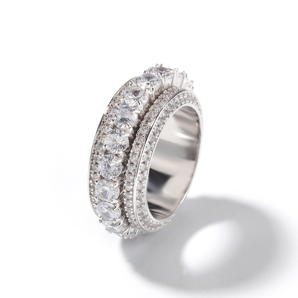 CZ Diamond Embellished Rotatable Spinner Ring