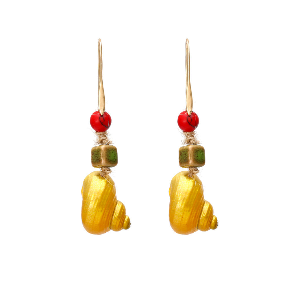 Stacked Vibrant Ceramic Snail Shell Earrings