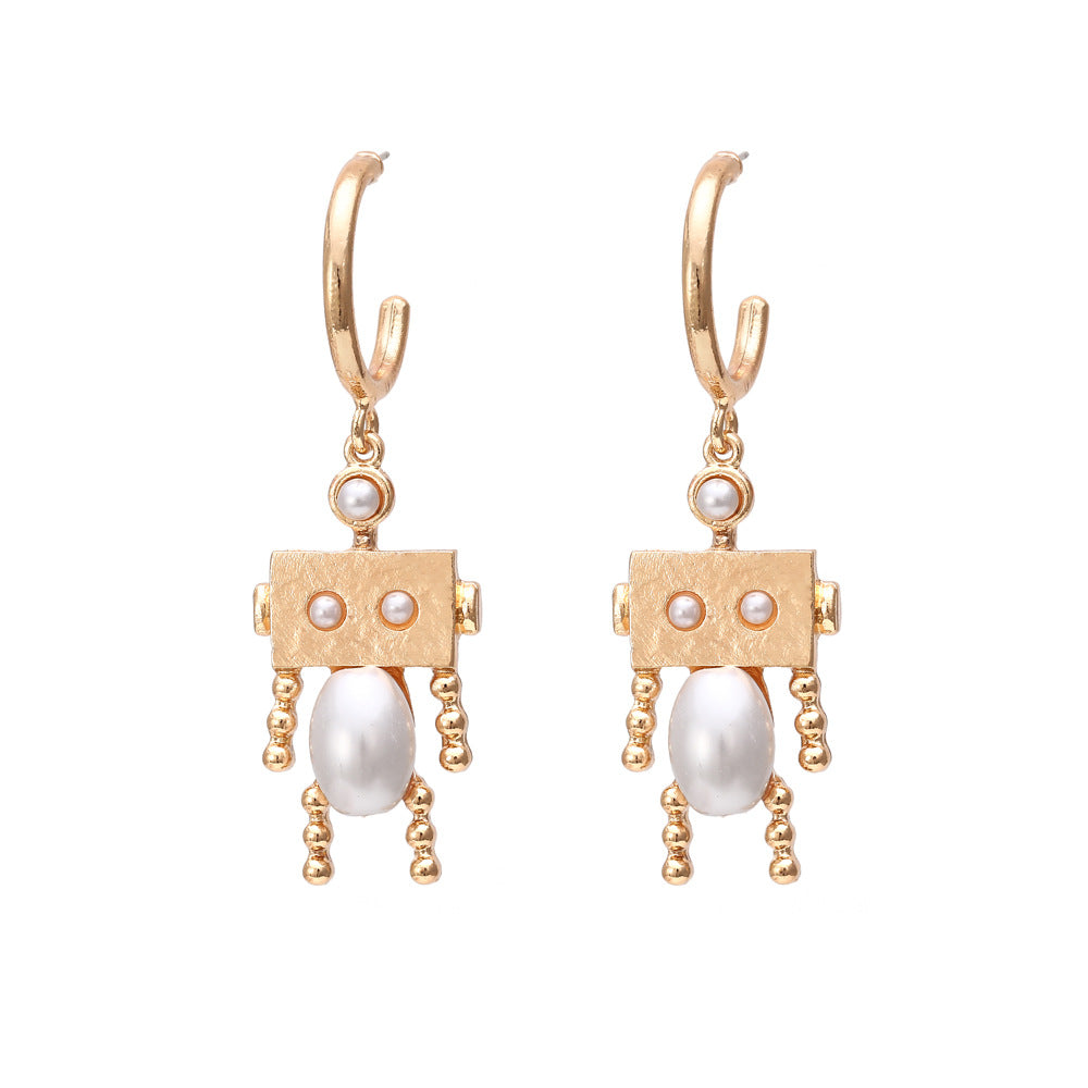 Pearlescent Mrs. Robot Dangle Earrings