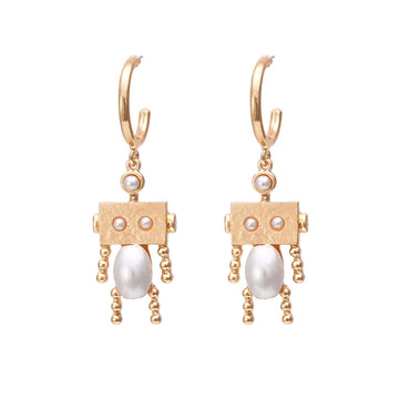 Pearlescent Mrs. Robot Dangle Earrings