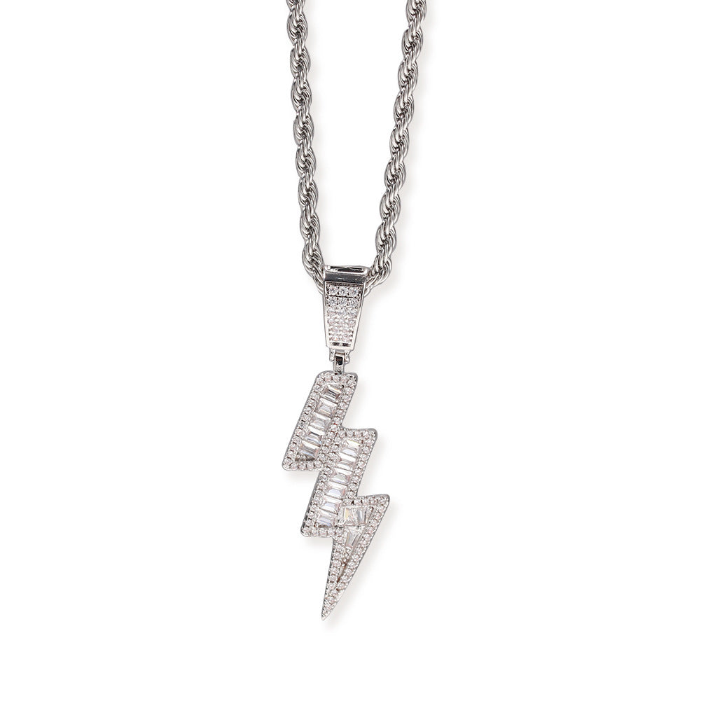 Embellished Thunder Lightning Pendant Chain Necklace