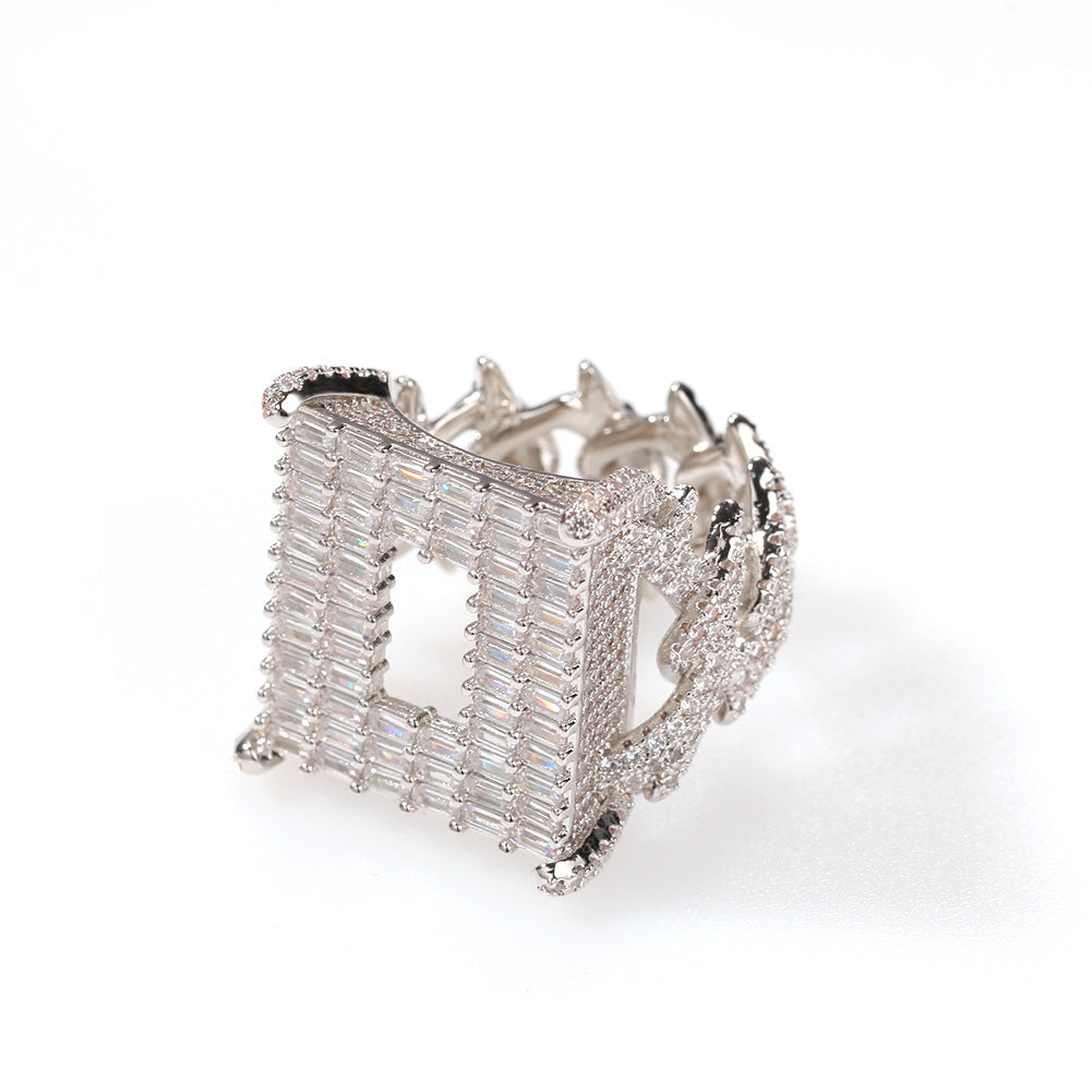 Men's Square Panel Pavé Ring