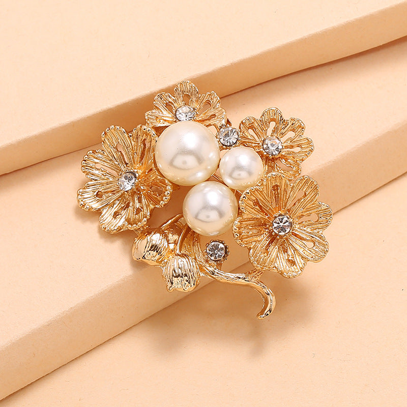 Gold-Tone Budding Flower Brooch