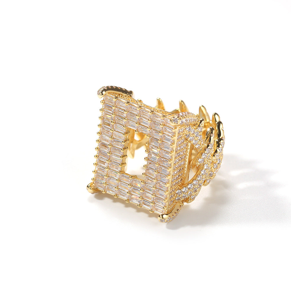 Men's Square Panel Pavé Ring