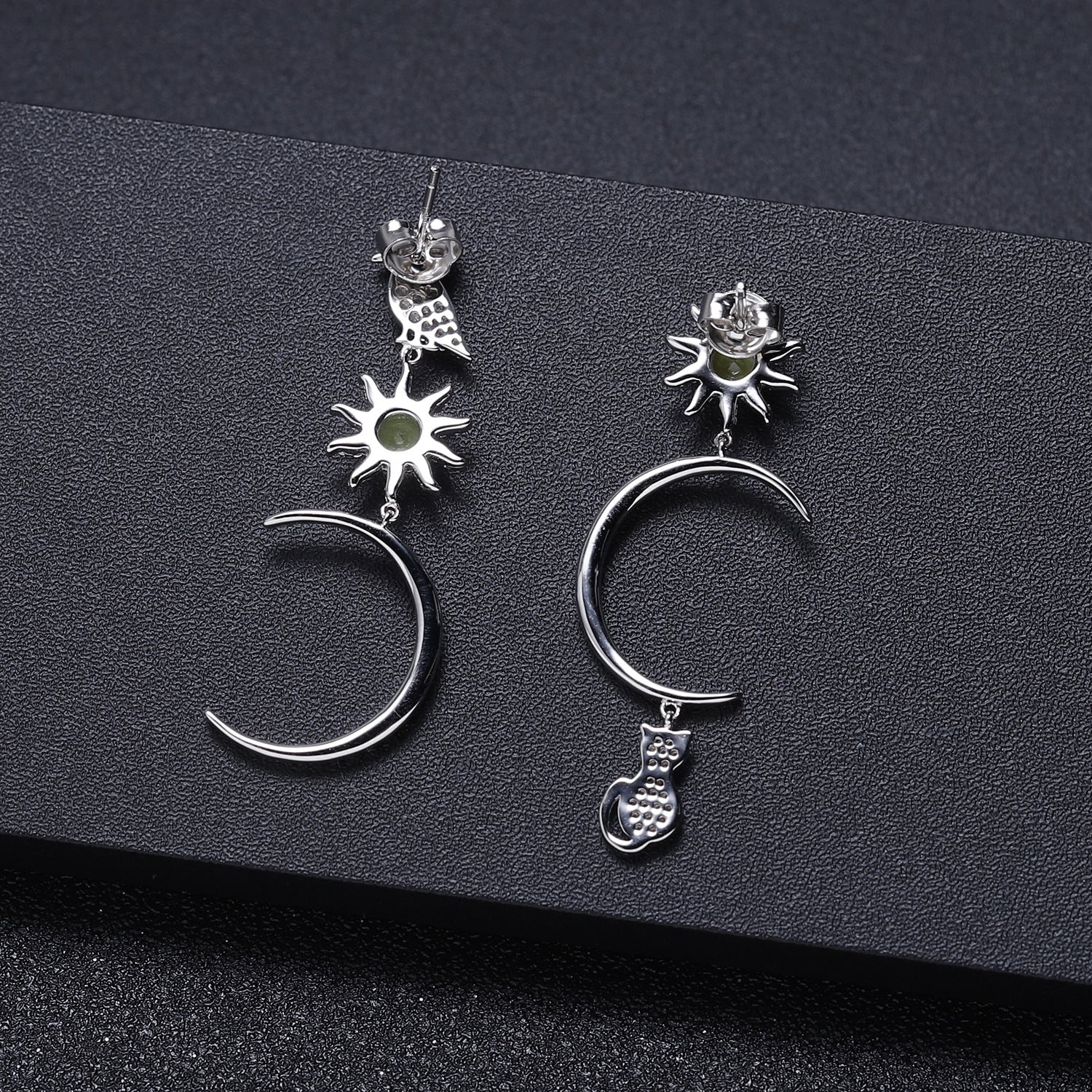 Whimsical Night Sky Diamond Earrings with Gemstone Accents